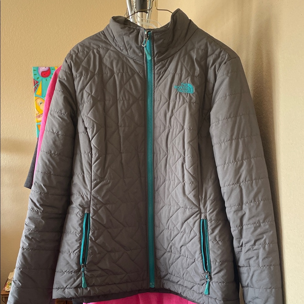 The North Face Gray Jacket with Blue Accents